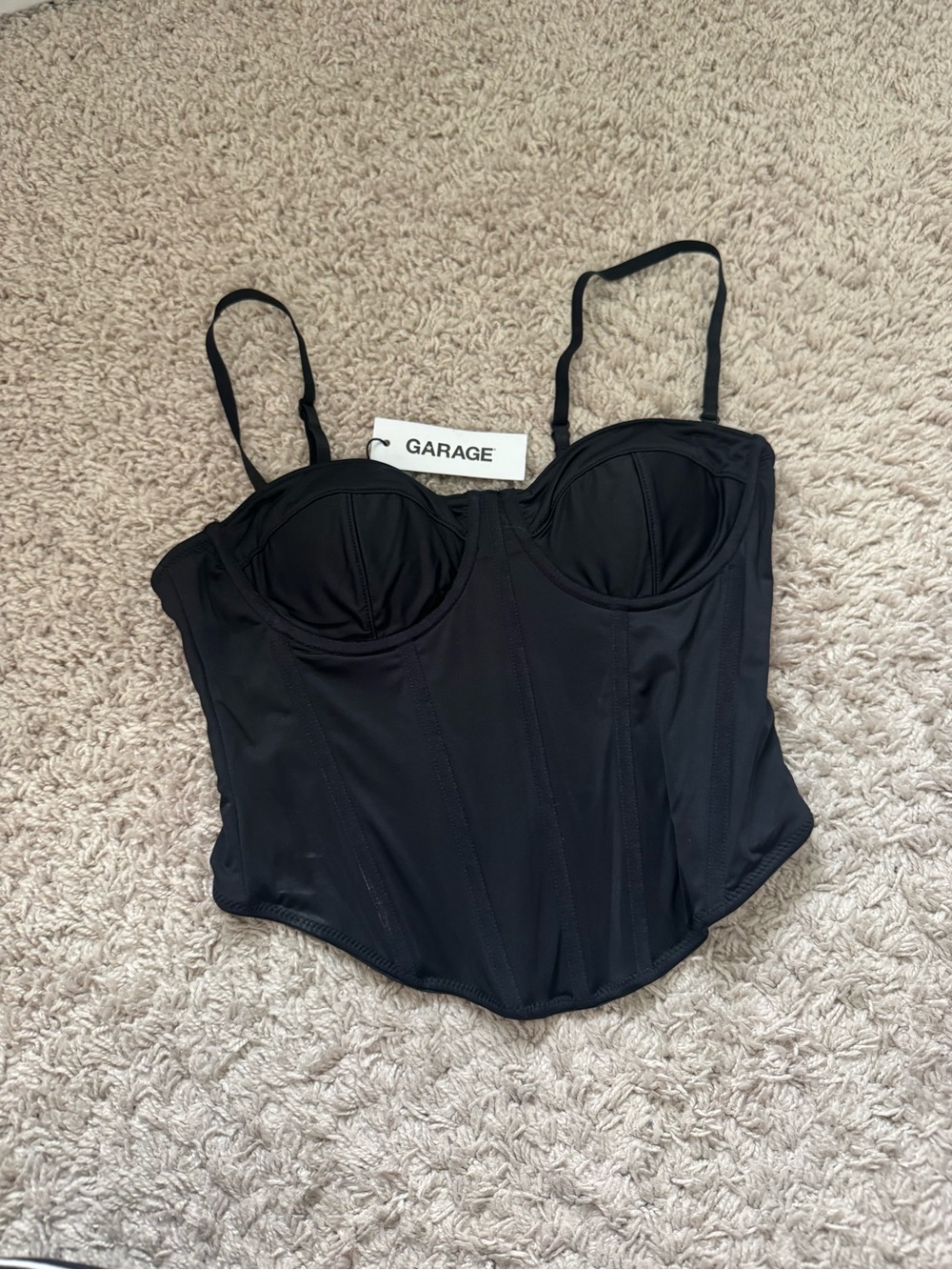 Garage Black Bustier Camisole with Adjustable Straps